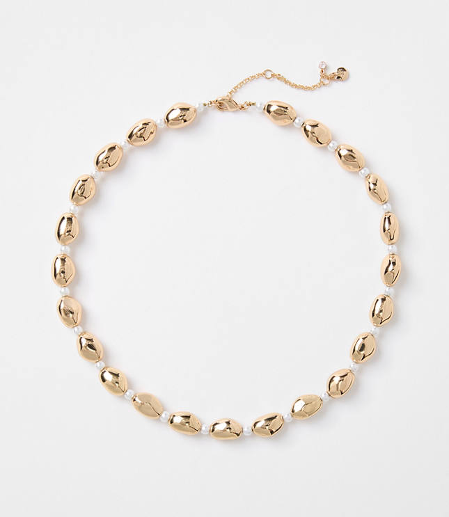 Pearlized Nugget Statement Necklace