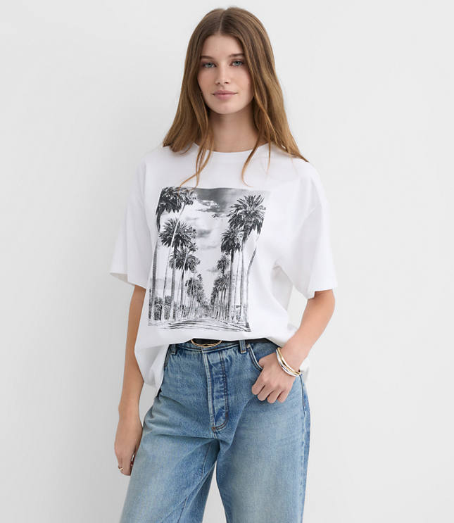 Palm Tree Oversized Jersey Modern Tee