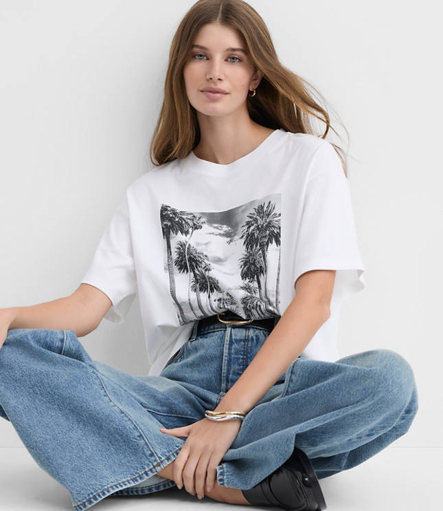 Palm Tree Oversized Jersey Modern Tee