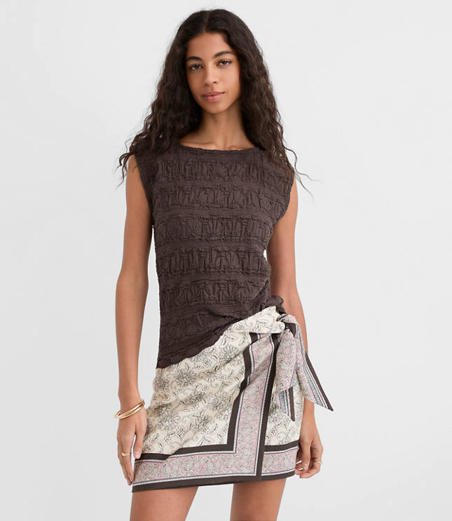 Puckered Ruffle Wedge Top