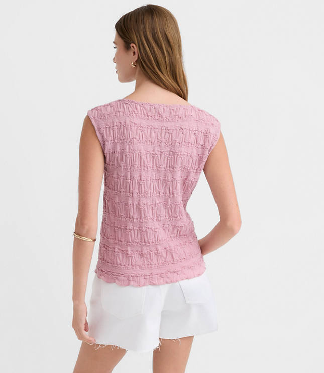 Puckered Ruffle Wedge Top