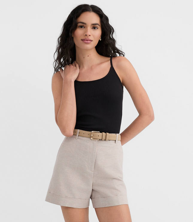 Dotted Pointelle Ruffle Ribbed Tank Top