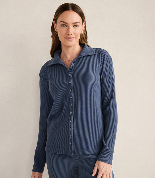 Haven Well Within Ottoman Rib Button-Front Top