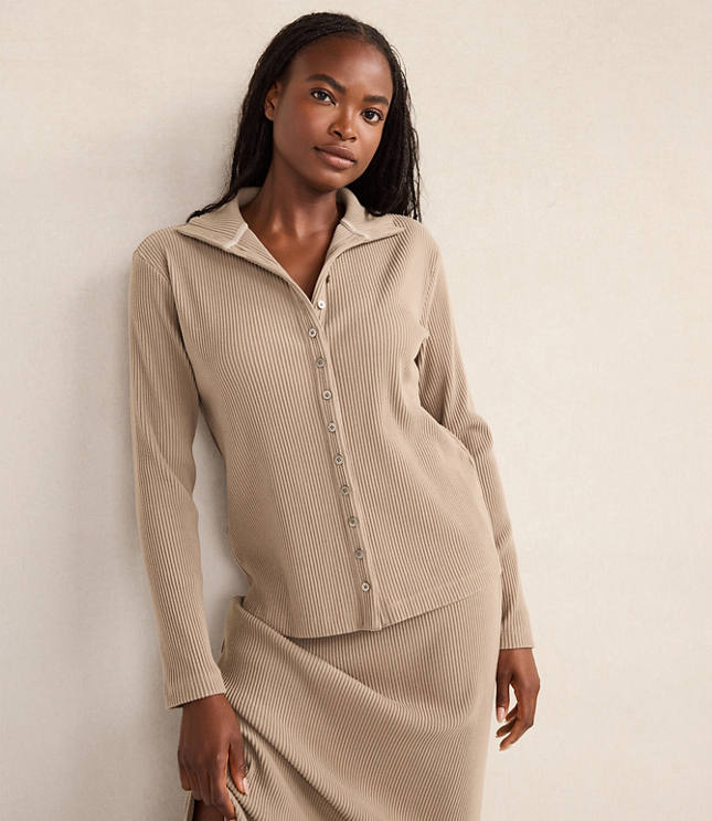 Haven Well Within Ottoman Rib Button-Front Top