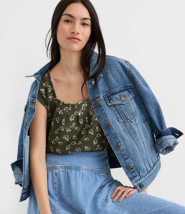 Petite Floral Square Neck Top