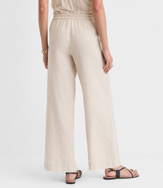LOFT Beach Rope Tie Linen Cotton Wide Leg Pants