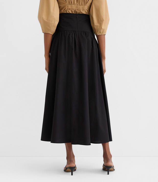 Yoke Poplin Maxi Skirt
