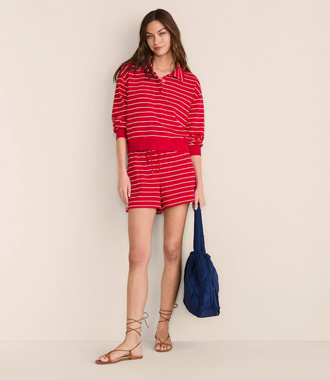 Lou & Grey Striped Terrysoft Polo Top carousel Product Image 2