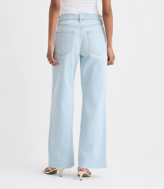 Rivete Petite Fresh Cut Mid Rise Wide Leg Jeans Wave Wash