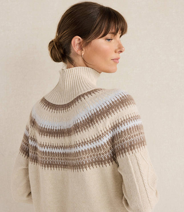 Haven Well Within Organic Cotton Blend Fair Isle Cable Mock Neck Sweater