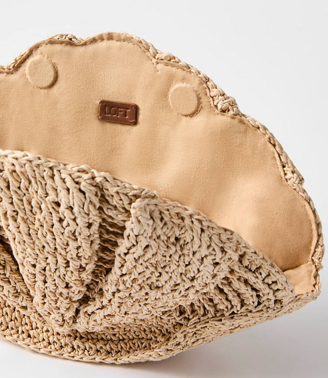 Raffia Seashell Clutch Bag