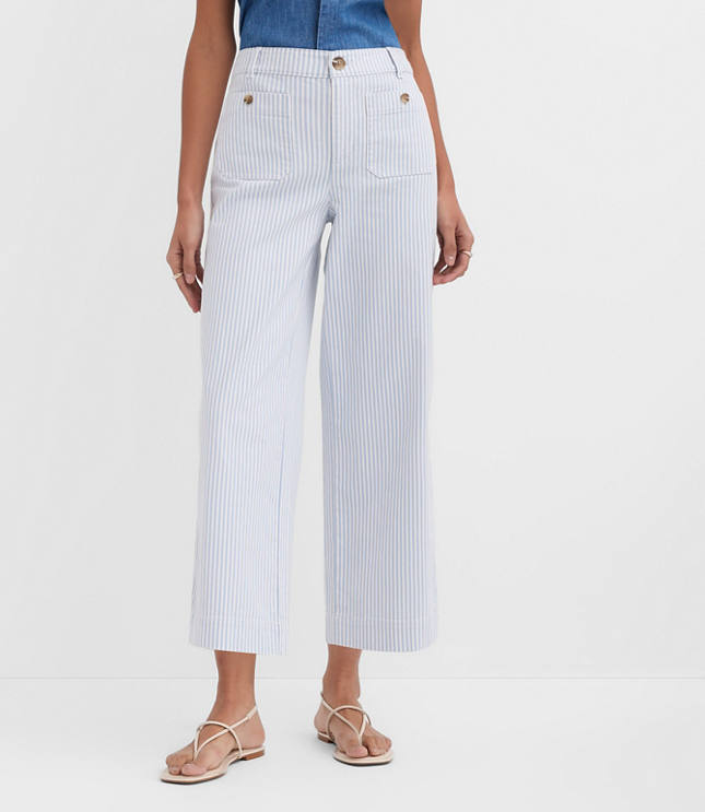 Petite Curvy Palmer Wide Leg Crop Pants in Stripe