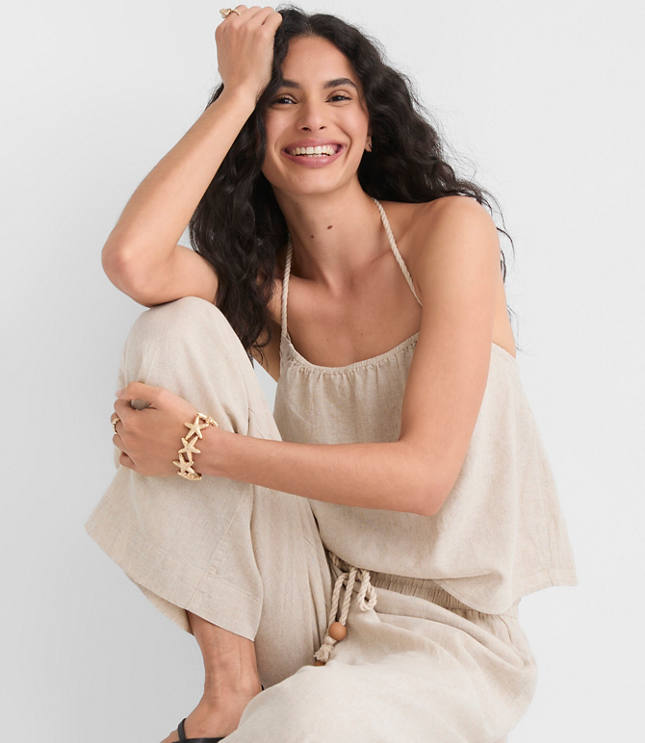 LOFT Beach Rope Tie Linen Cotton Halter Top