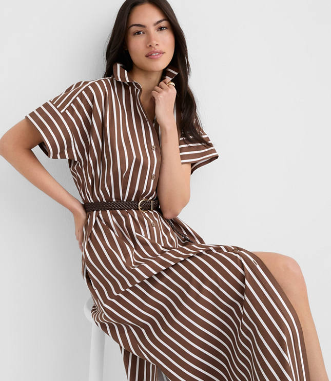 Striped Poplin Maxi Pocket Shirtdress