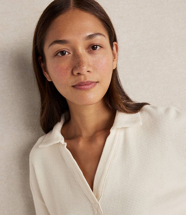 Haven Well Within Organic Cotton Waffle Johnny Collar Top carousel Product Image 1