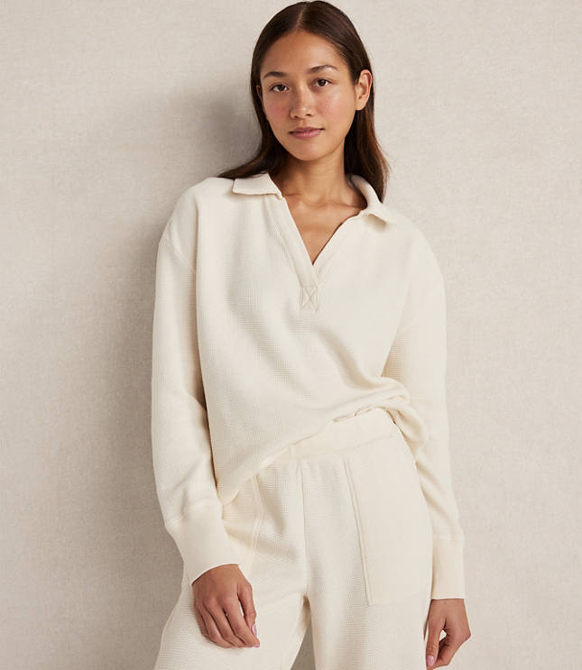 Haven Well Within Organic Cotton Waffle Johnny Collar Top carousel Product Image 2
