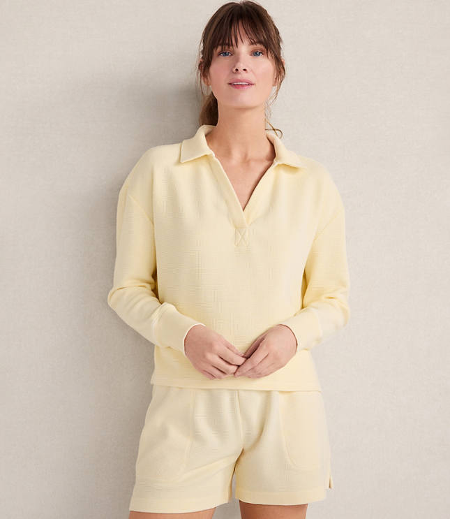 Haven Well Within Organic Cotton Waffle Johnny Collar Top