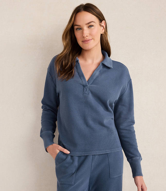 Haven Well Within Organic Cotton Waffle Johnny Collar Top