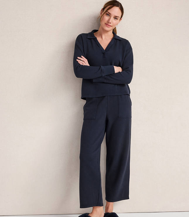 Haven Well Within Organic Cotton Waffle Johnny Collar Top