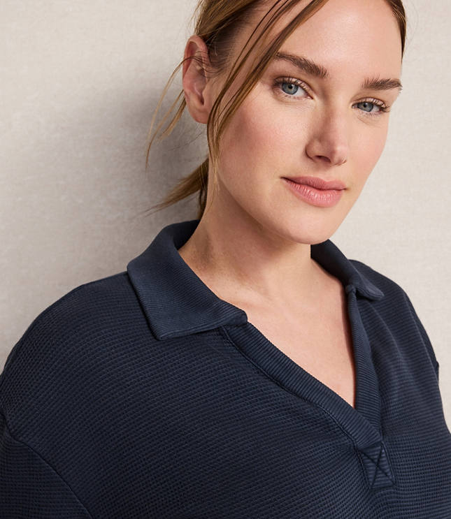 Haven Well Within Organic Cotton Waffle Johnny Collar Top