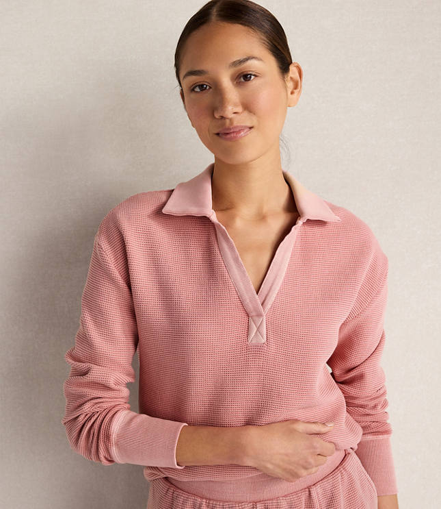 Haven Well Within Organic Cotton Waffle Johnny Collar Top carousel Product Image 1