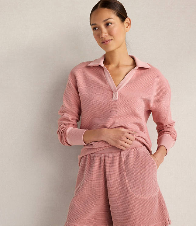 Haven Well Within Organic Cotton Waffle Johnny Collar Top carousel Product Image 2