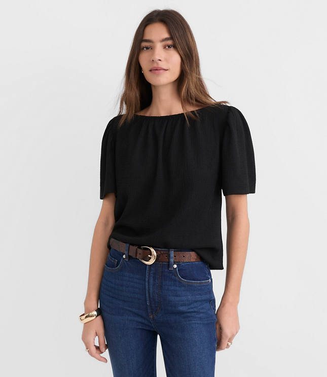 Flutter Sleeve Boatneck Top