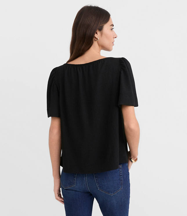 Flutter Sleeve Boatneck Top