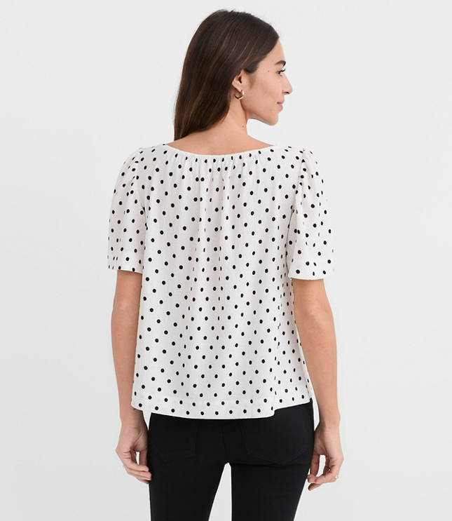 Dotted Flutter Sleeve Boatneck Top