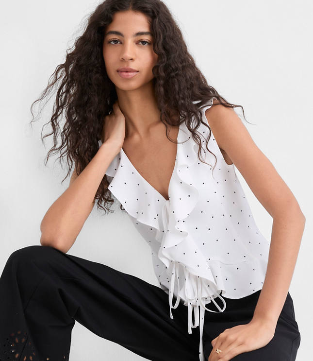 Dotted Ruffle Bow Top