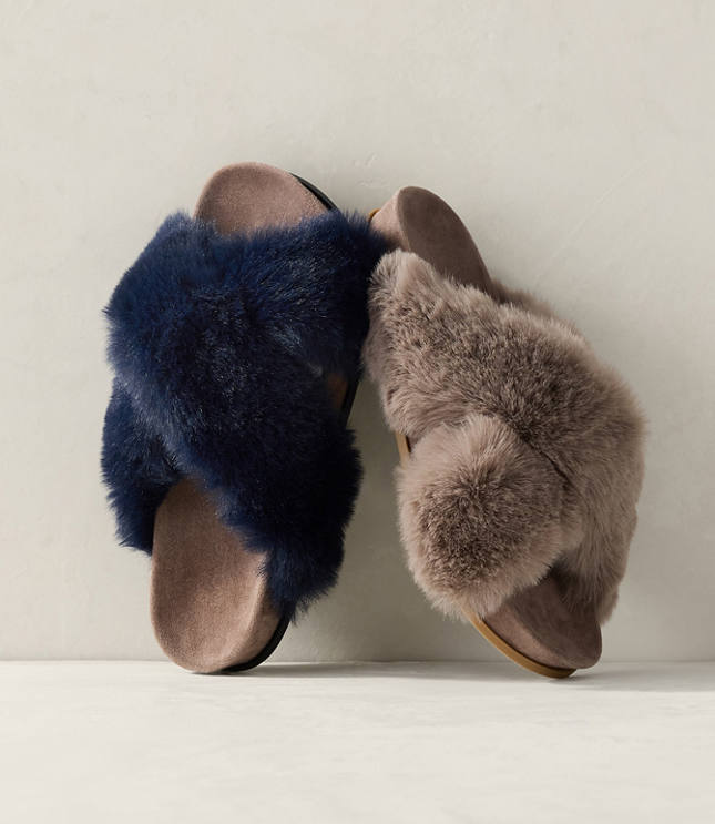 Haven Well Within Faux Fur Criss Cross Molded Slippers