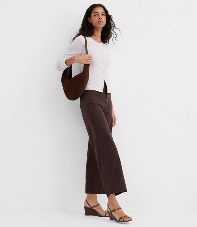 Striped Scalloped Ribbed Cardigan