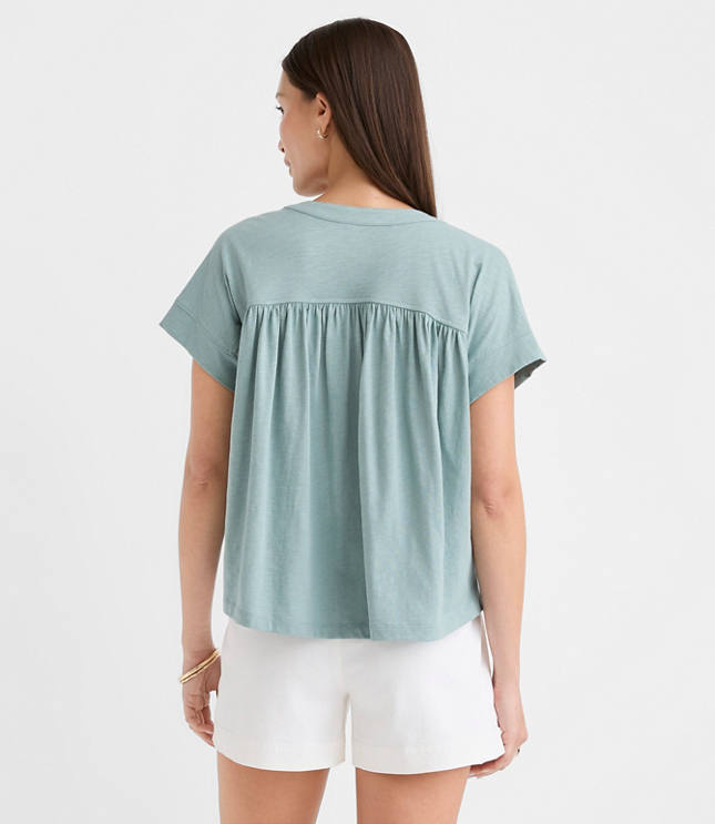 Split Neck Mixed Media Top