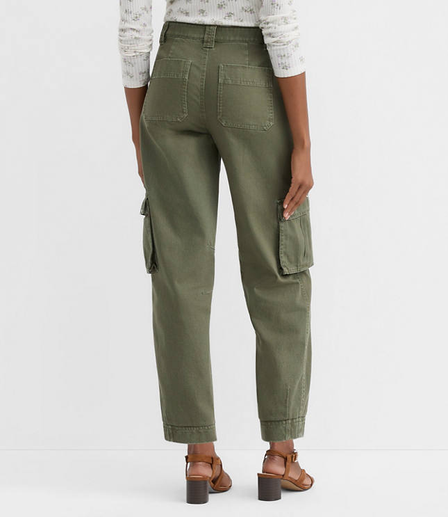 Petite Cargo Barrel Pants in Twill