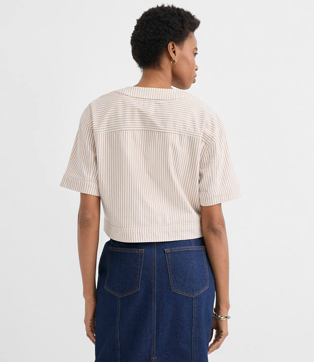 Petite Striped Short Sleeve Jacket