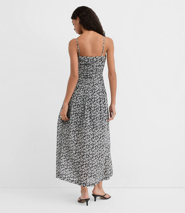 Tall Floral Ruched Apron Neck Midi Dress