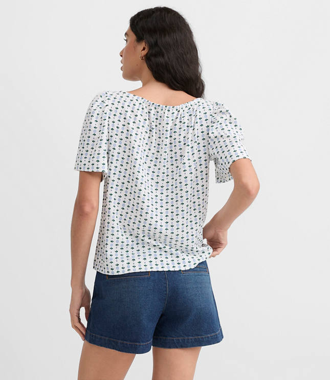 Floral Flutter Sleeve Boatneck Top