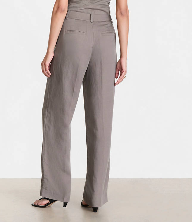 Petite LOFT Versa Luxe Lyocell Linen Straight Pants carousel Product Image 3