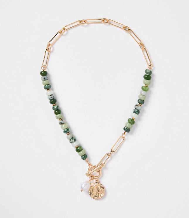 Pearlized Coin Statement Necklace