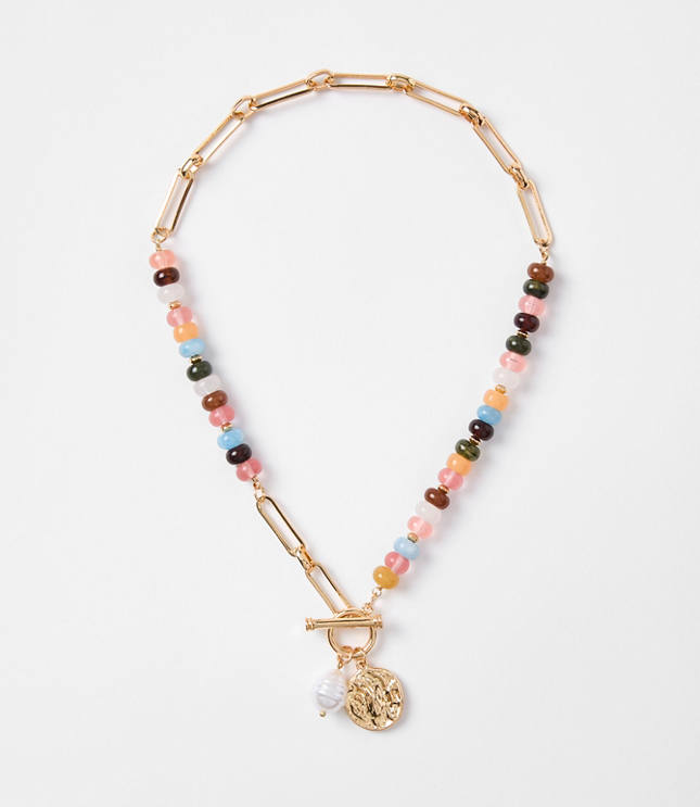 Pearlized Coin Statement Necklace