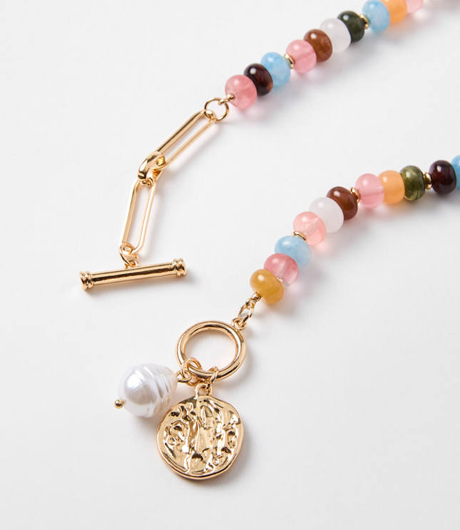 Pearlized Coin Statement Necklace