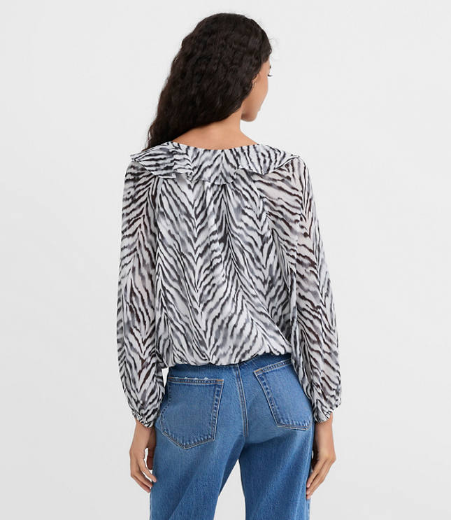 Zebra Print Ruffle Bubble Blouse