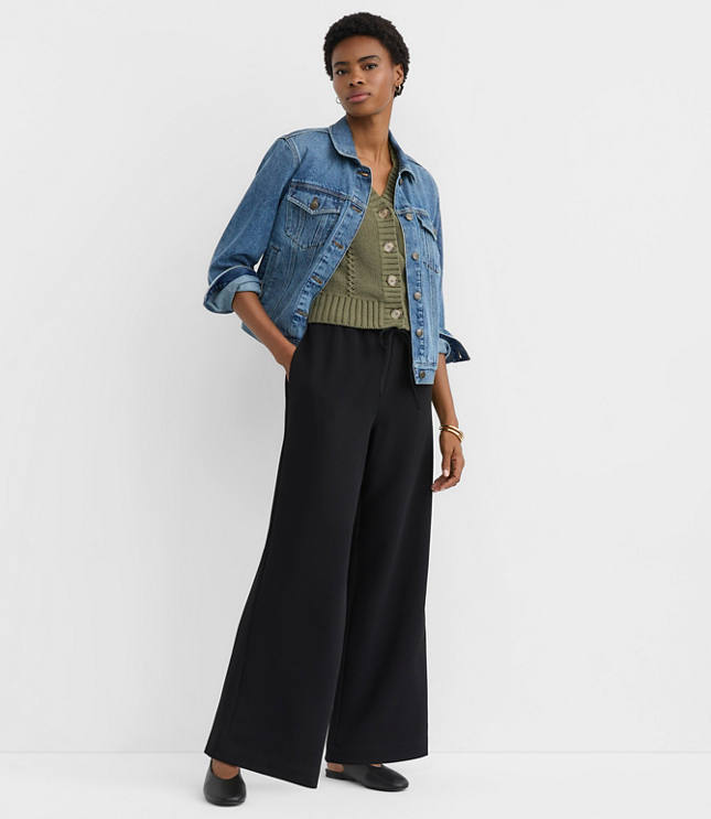 Petite Sawyer Pull On Pants in Textured Crepe