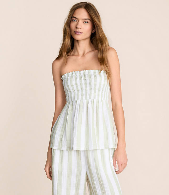 Lou & Grey Striped Triple Cloth Babydoll Top