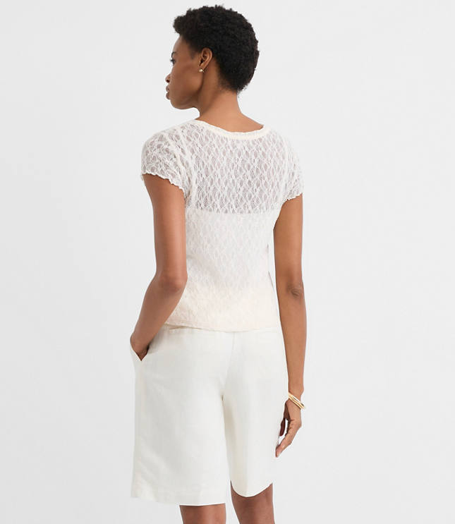 Petite Lace Cap Sleeve Tee
