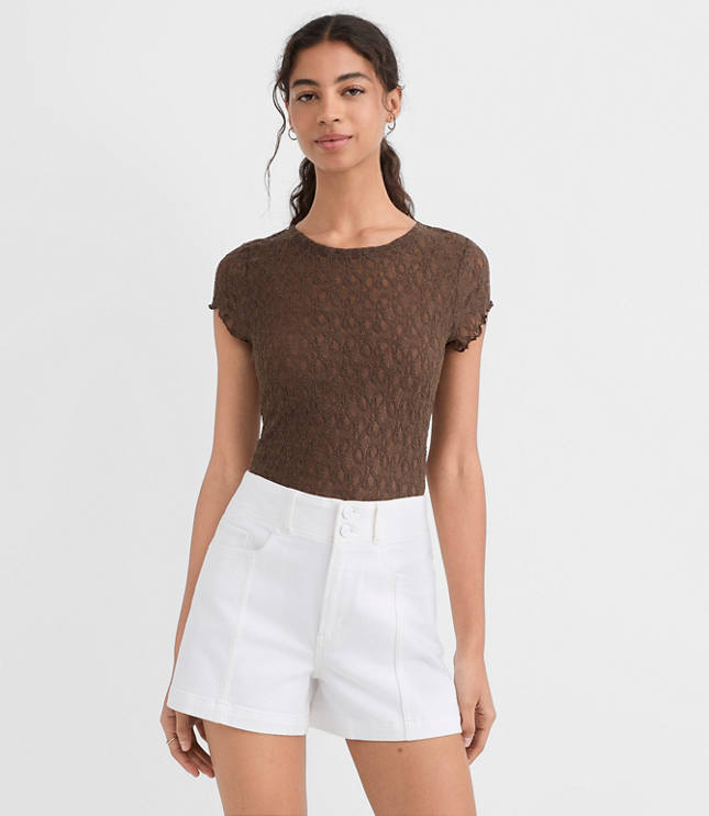 Petite Lace Cap Sleeve Tee carousel Product Image 1