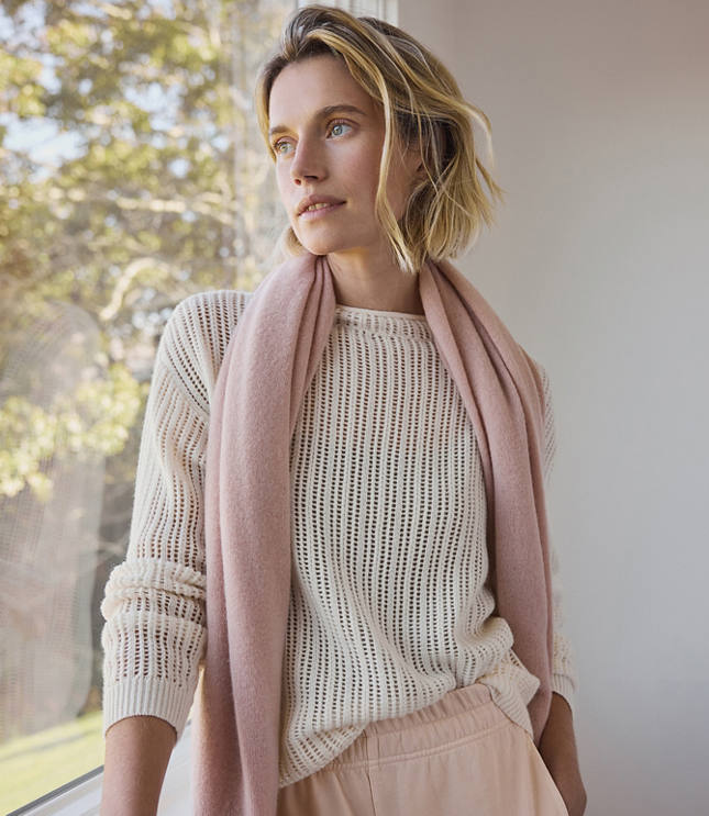 Haven Well Within Wool and Cashmere Pointelle Roll Neck Sweater