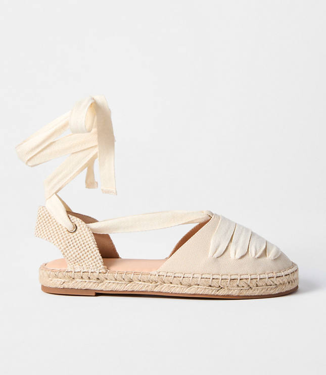 Eyelet Lace Up Espadrille Flats