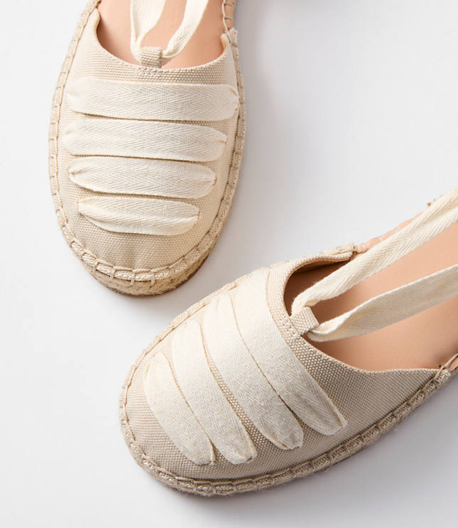 Eyelet Lace Up Espadrille Flats