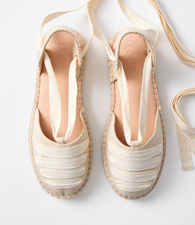 Eyelet Lace Up Espadrille Flats